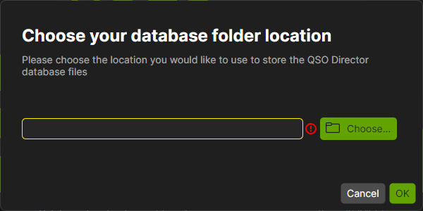 QSO Director Choose Database Folder Location