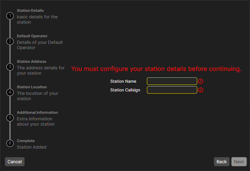 QSO Director Initial Configuration Station Details