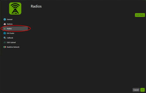 QSO Director Settings Radios Page
