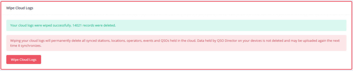 Wipe Cloud Log Confirmation